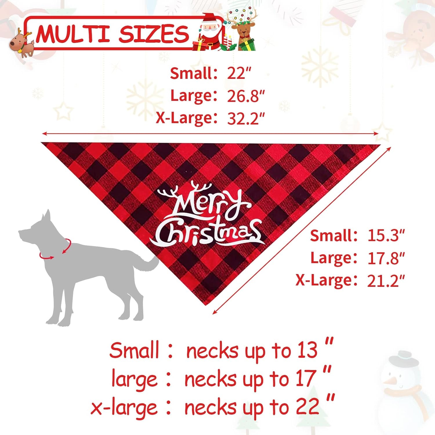 Merry & Bright Bandana Duo - 2 Pack Dog Bandanas Christmas Classic Buffalo Plaid Dog Bandana