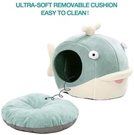 The Dolph-Inn Dream Cave- Cat Beds for Indoor Cats - Cat Bed Cave with Removable Washable Cushioned Pillow, Calming Cozy Soft Dolphin Cat Cave