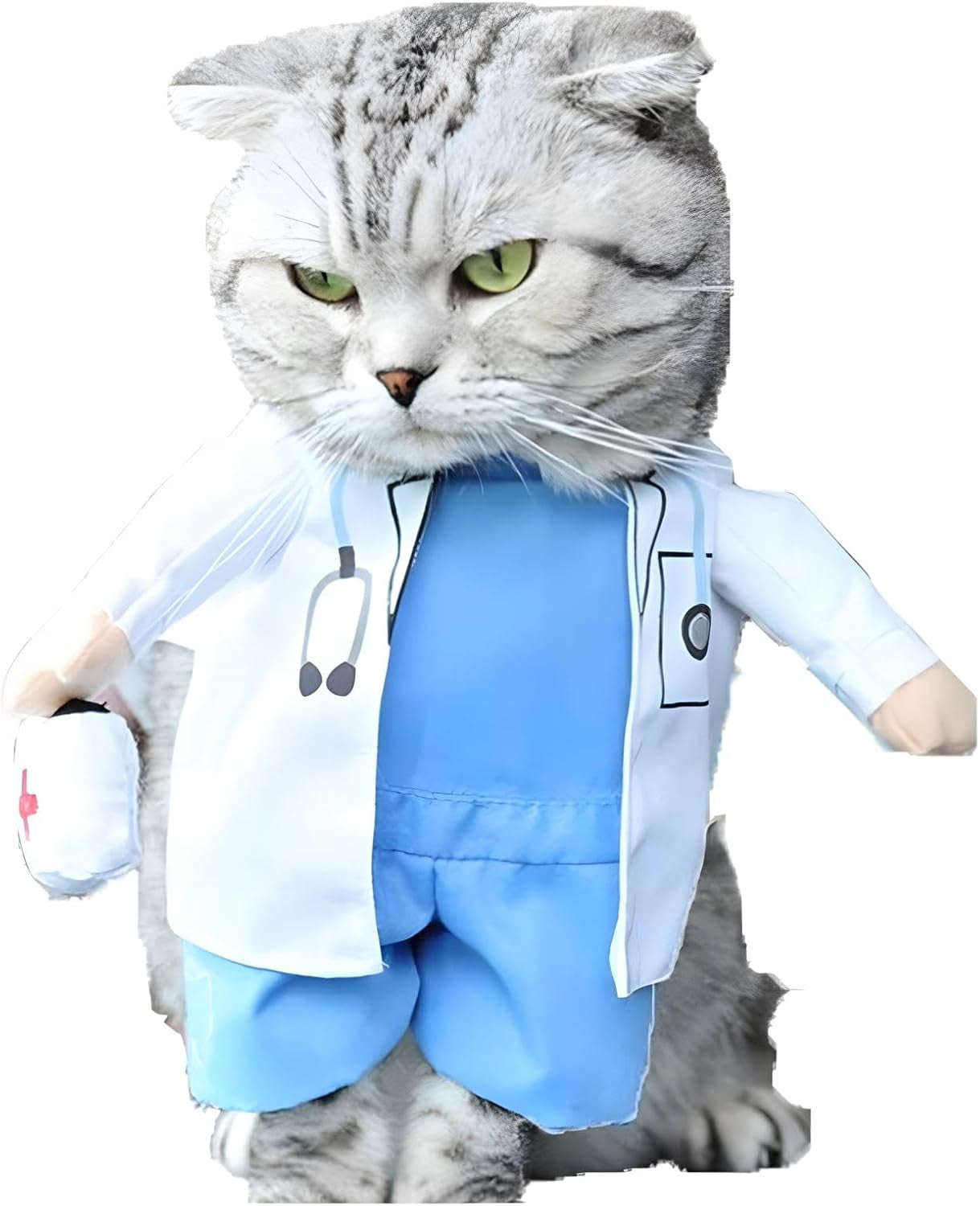 Dog Cat Doctor Costume Pet Doctor Clothing Halloween Jeans Outfit Apparel (XS)