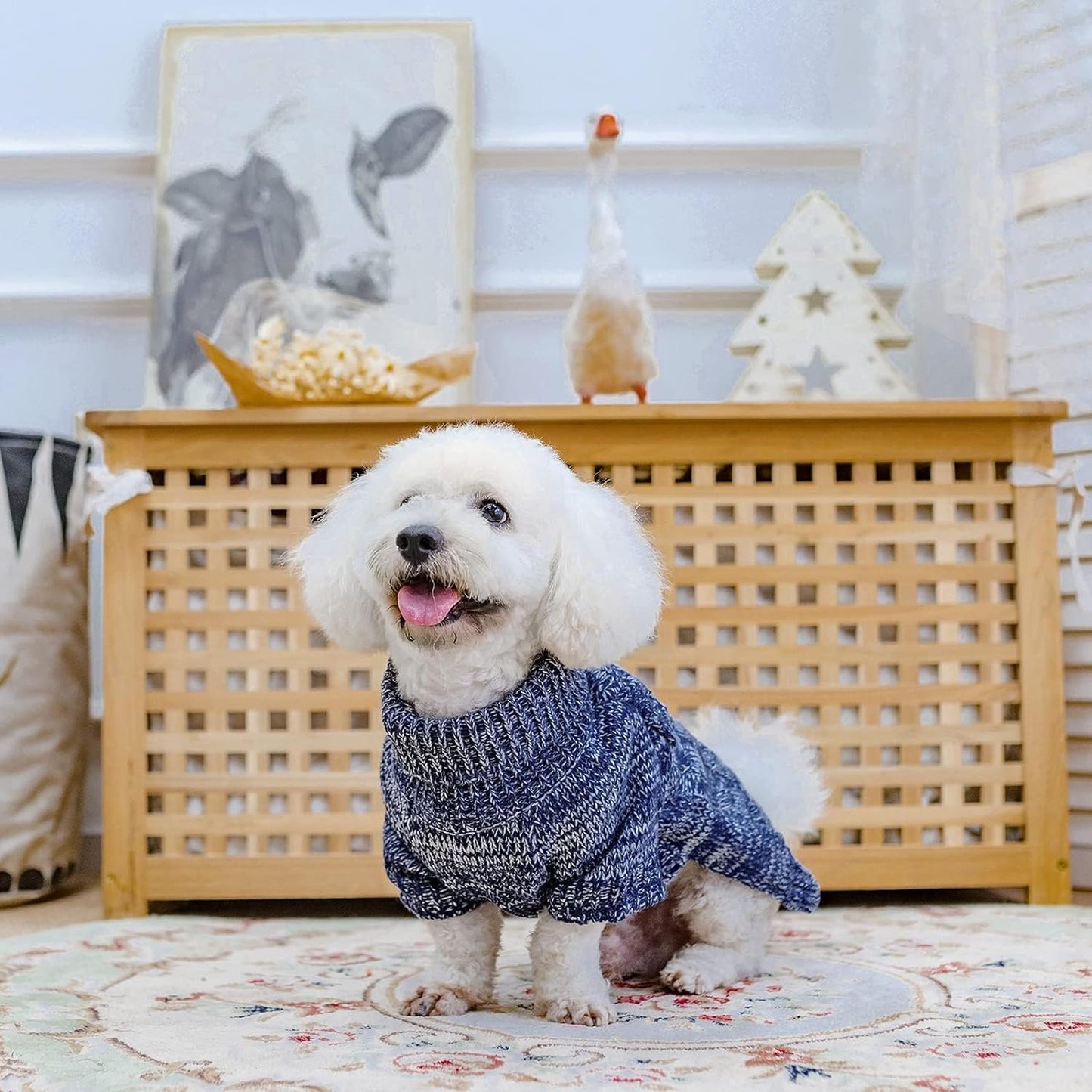 Knit Turtleneck Dog Sweater for Small Medium Large Dogs, Warm Puppy Clothes for Fall Winter, Cozy Sweatshirts Dog Coats for Cold Weather, Pullover Pet Jumper for Puppy Cats SM