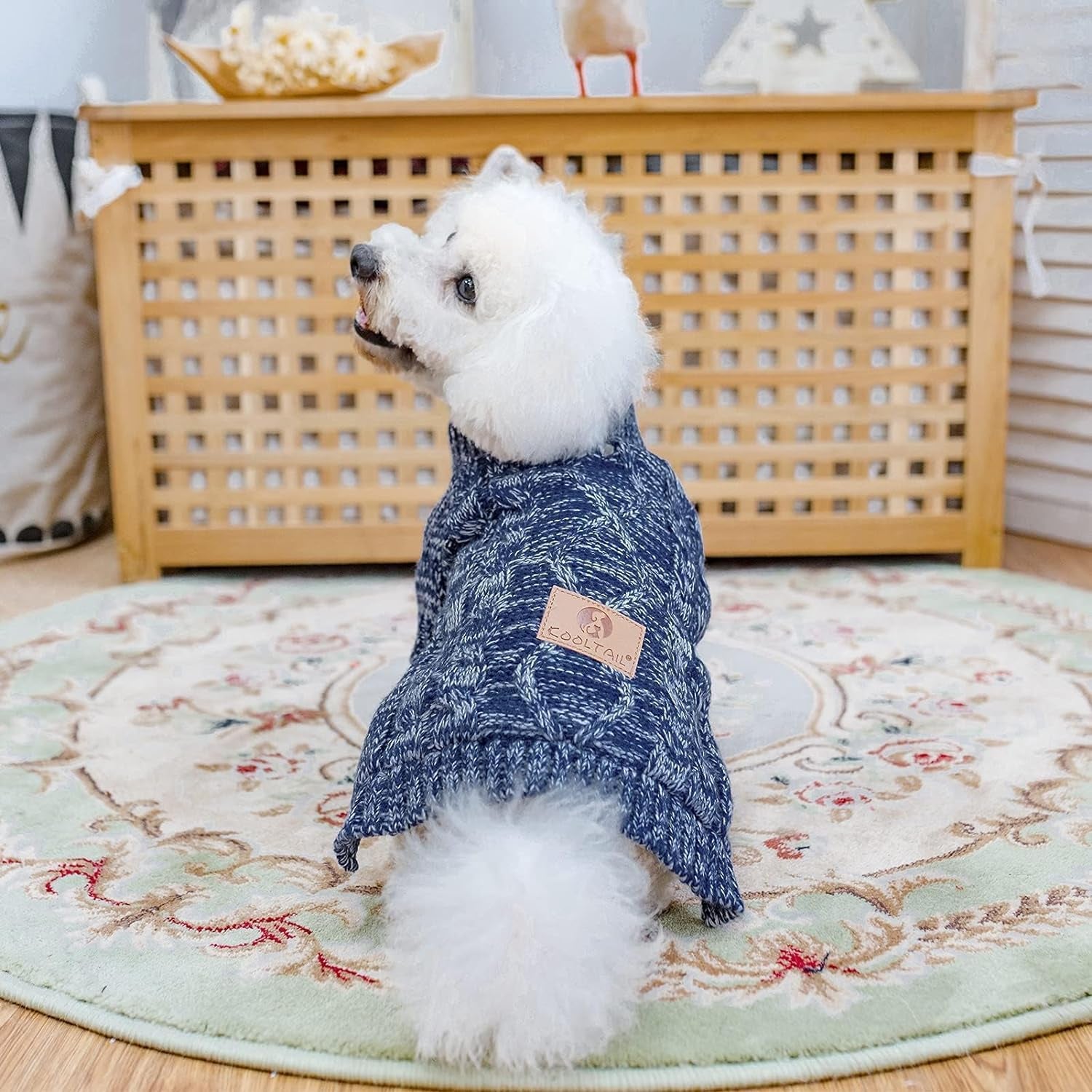 Knit Turtleneck Dog Sweater for Small Medium Large Dogs, Warm Puppy Clothes for Fall Winter, Cozy Sweatshirts Dog Coats for Cold Weather, Pullover Pet Jumper for Puppy Cats SM