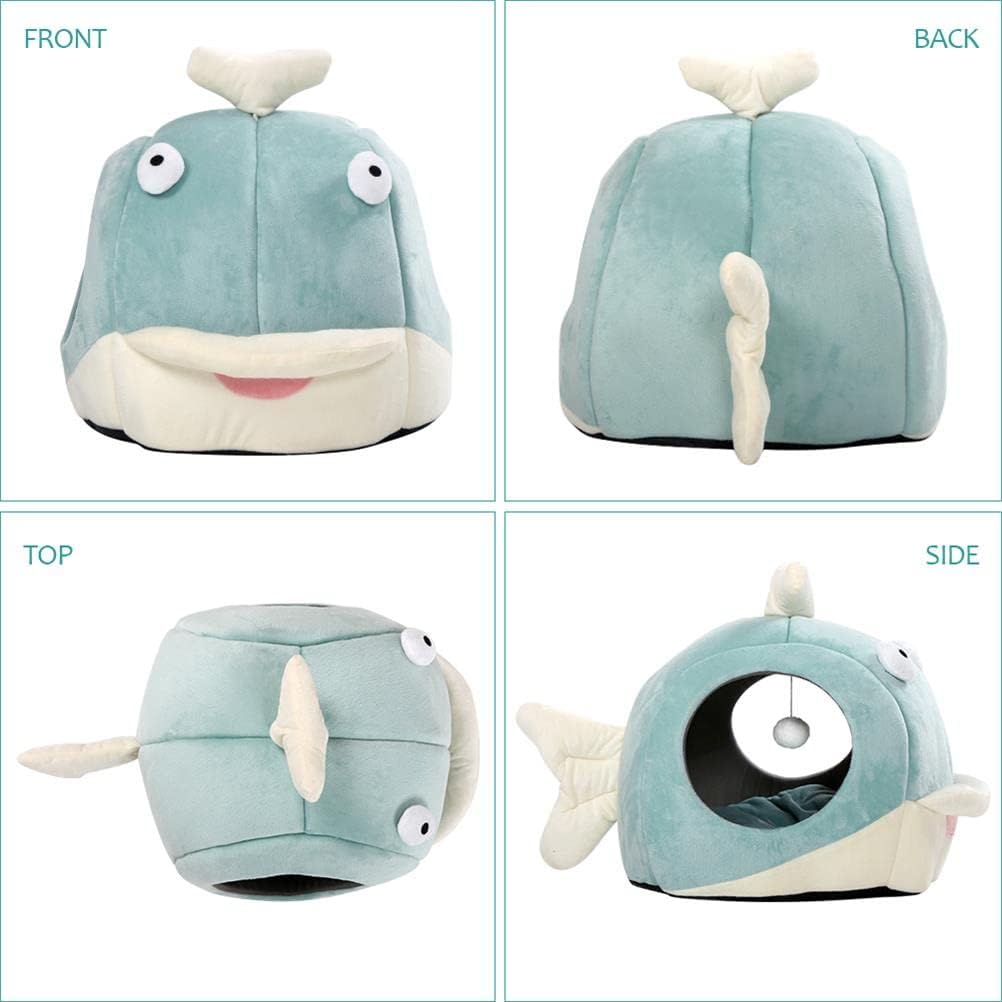 The Dolph-Inn Dream Cave- Cat Beds for Indoor Cats - Cat Bed Cave with Removable Washable Cushioned Pillow, Calming Cozy Soft Dolphin Cat Cave