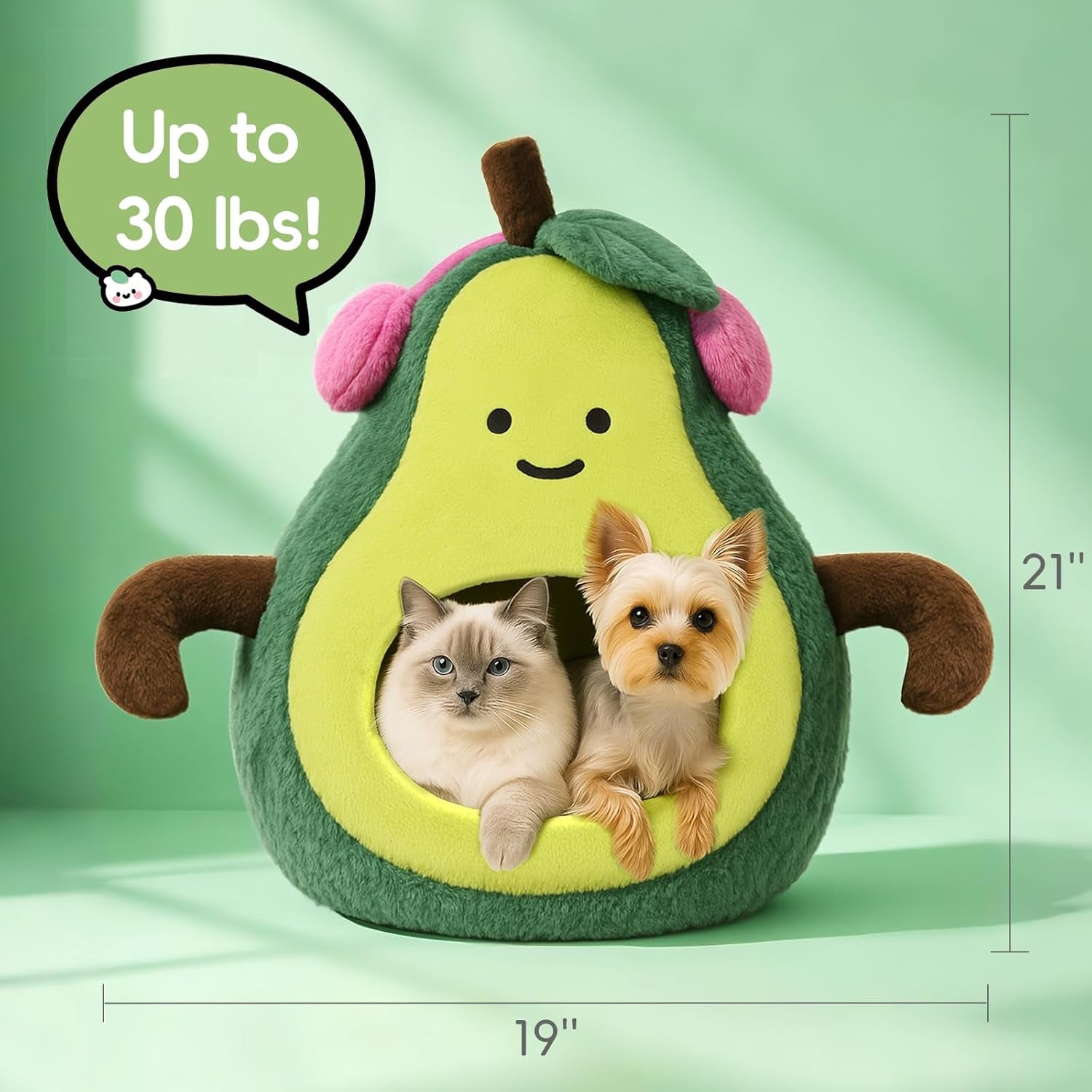 The Avo-Cuddle Cave - Cute Cat Beds for Indoor Cats- Soft Washable Pet Beds - Funny Avocado Cat Cave