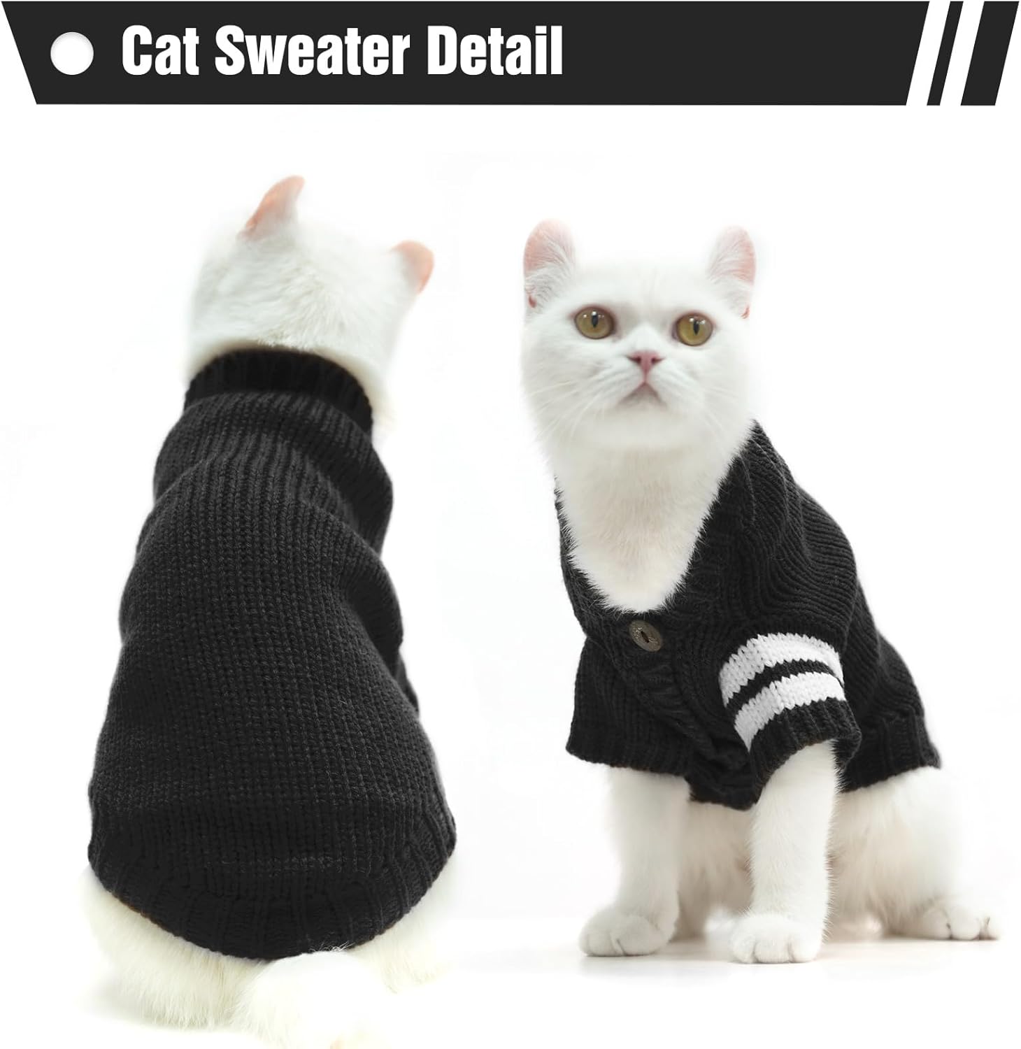 Cat Sweater for Cold Weather - Stylish Knitted Sweatshirt with Sleeves, Winter Kitten Clothes for All Different Cats (Small, Black)