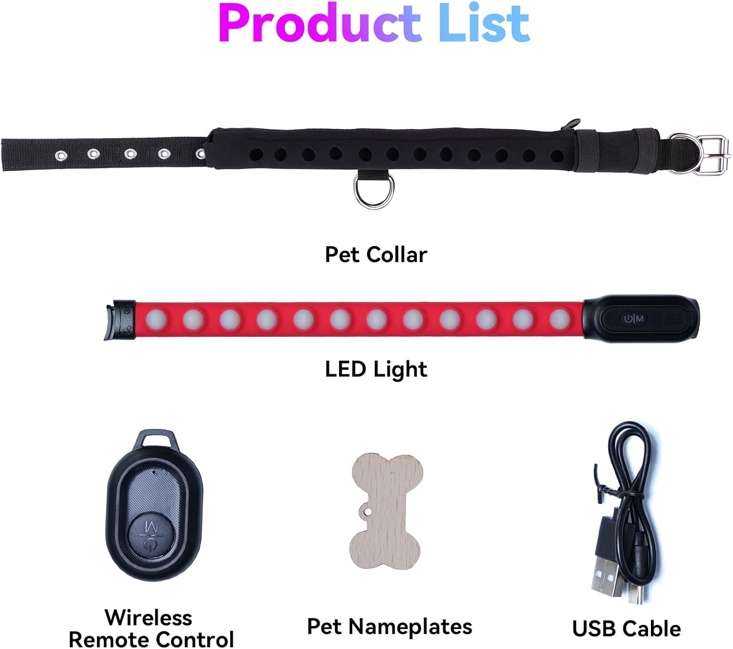 Light up Dog Collar Rechargeable LED Pet Collar with Wireless Remote Control Waterproof Dog Collar for Night Walking Adjustable Pet Safety Necklace for Small Medium Large Dogs(Black)