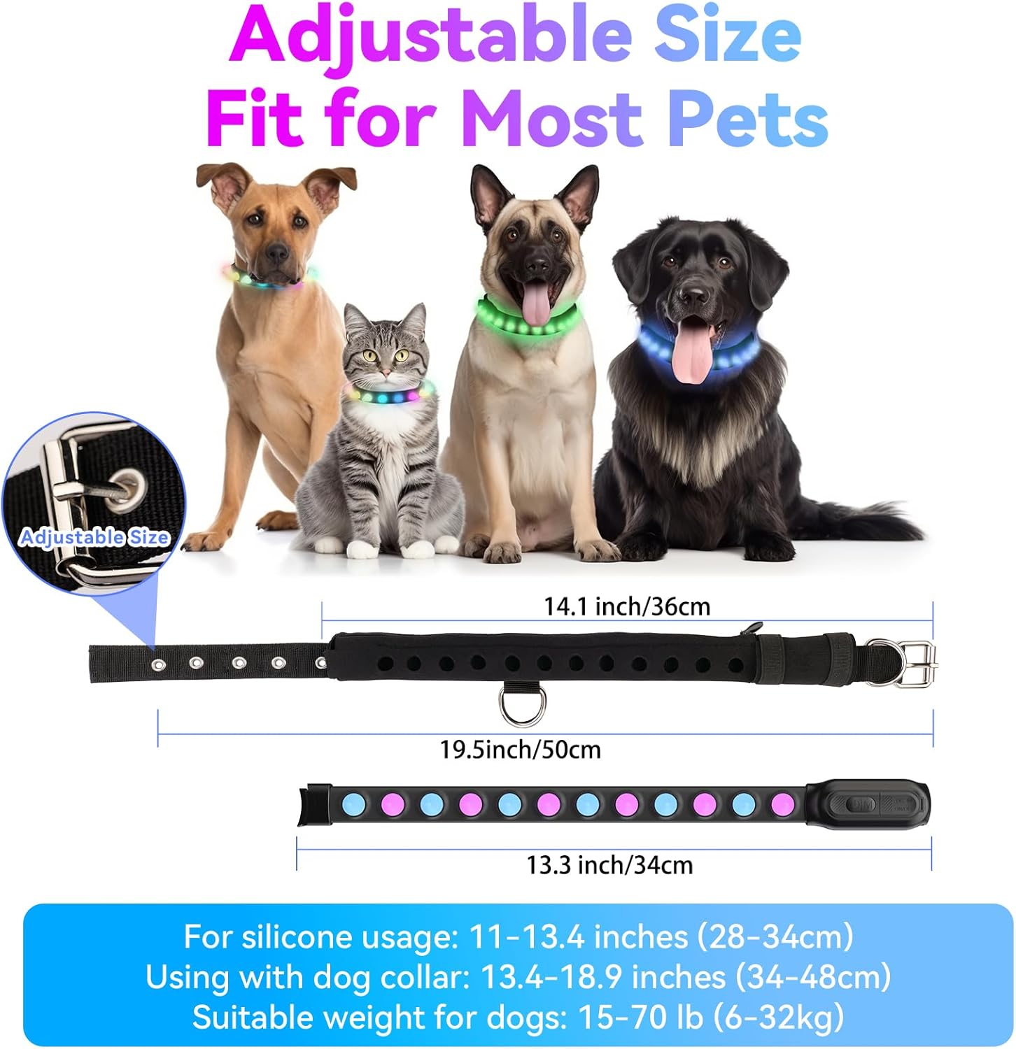 Light up Dog Collar Rechargeable LED Pet Collar with Wireless Remote Control Waterproof Dog Collar for Night Walking Adjustable Pet Safety Necklace for Small Medium Large Dogs(Black)