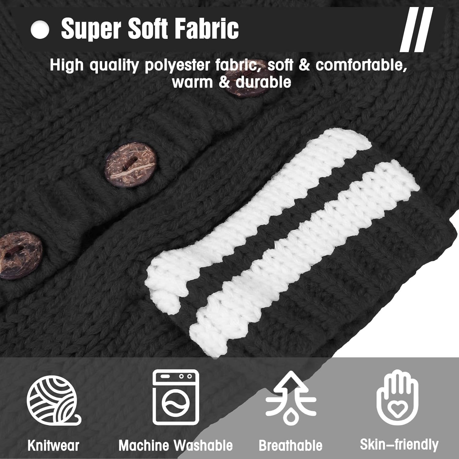 Cat Sweater for Cold Weather - Stylish Knitted Sweatshirt with Sleeves, Winter Kitten Clothes for All Different Cats (Small, Black)