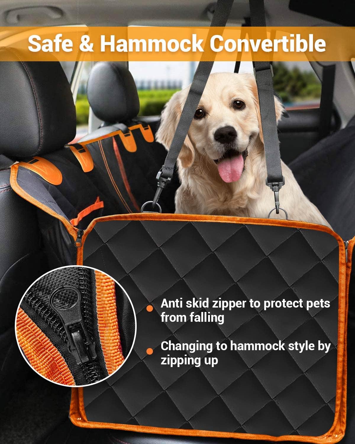 Premium waterproof dog car seat hammock cover for back seat protection in cars SUVs trucks