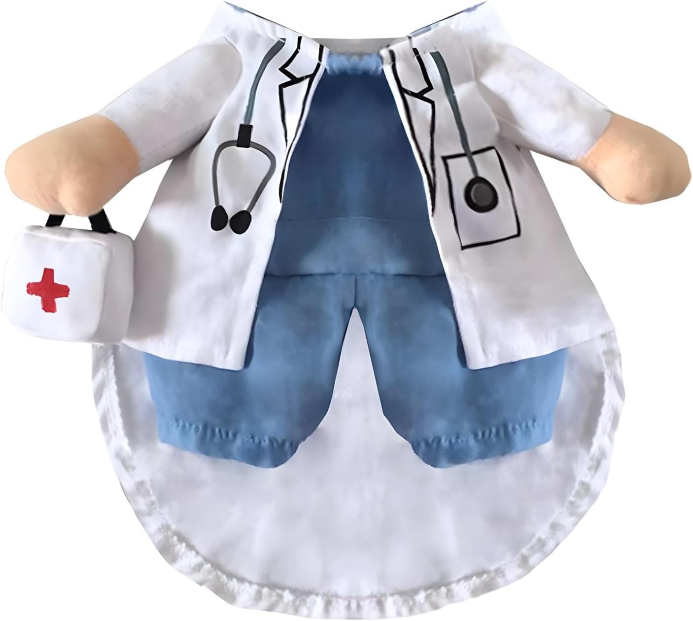 Dog Cat Doctor Costume Pet Doctor Clothing Halloween Jeans Outfit Apparel (XS)