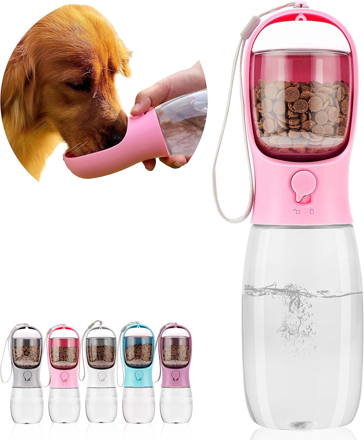 Sip & Snack Travel Bottle - Portable Water Bottle with Food Container for Dogs