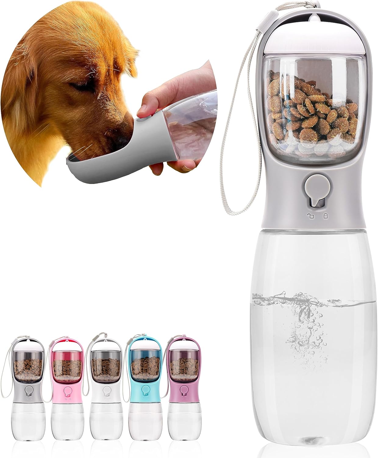 Sip & Snack Travel Bottle - Portable Water Bottle with Food Container for Dogs
