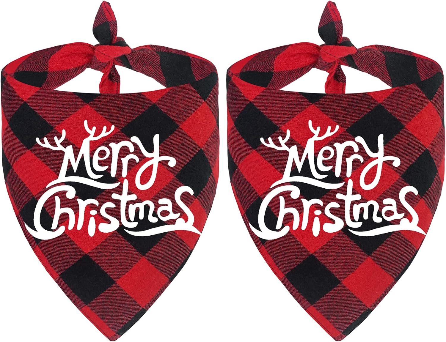 Merry & Bright Bandana Duo - 2 Pack Dog Bandanas Christmas Classic Buffalo Plaid Dog Bandana