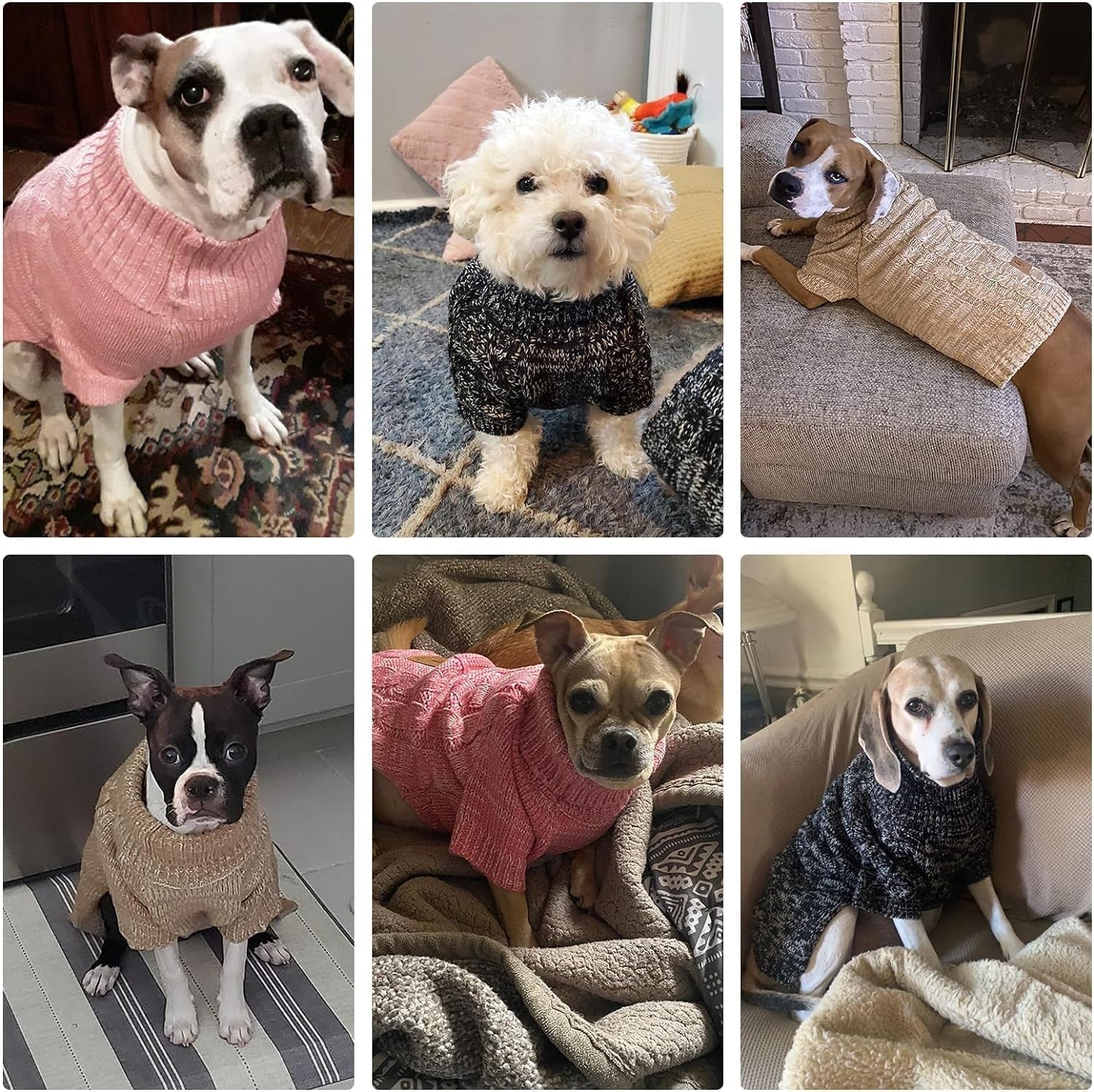 Knit Turtleneck Dog Sweater for Small Medium Large Dogs, Warm Puppy Clothes for Fall Winter, Cozy Sweatshirts Dog Coats for Cold Weather, Pullover Pet Jumper for Puppy Cats SM