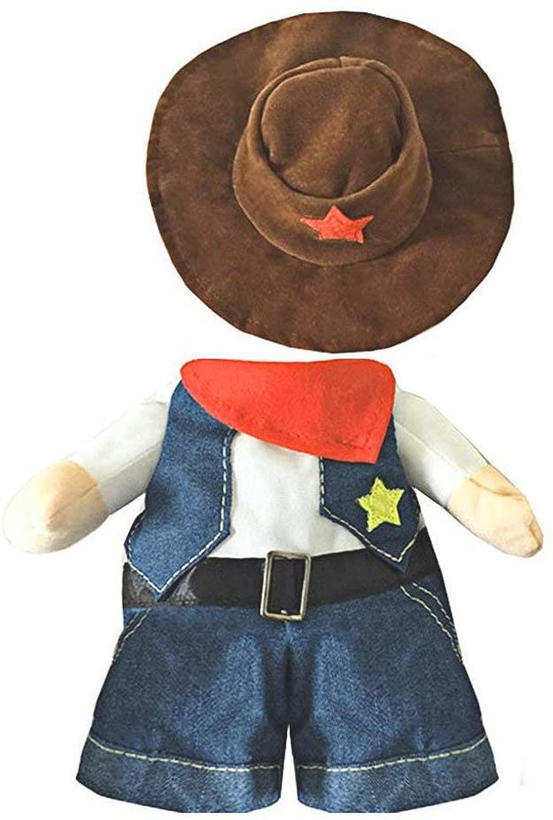 Cowboy Dog Costume with Hat - Cat & Small Dog Clothes - Blue (X-Small)