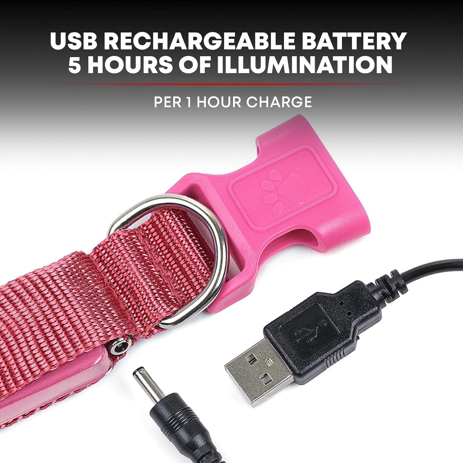 LED Light up Dog Leash | Ultra High Visibility up to 350 Yards | 3 Lighting Modes | USB Rechargeable, No Batteries Needed | Padded Handle & Rotating Swivel Clasp to Prevent Leash Tangling