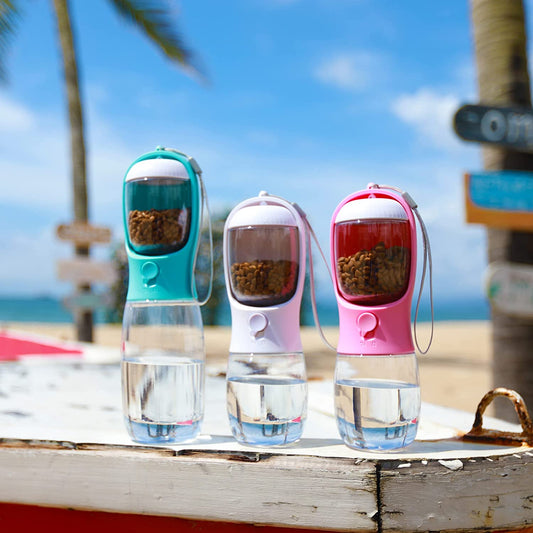 Sip & Snack Travel Bottle - Portable Water Bottle with Food Container for Dogs