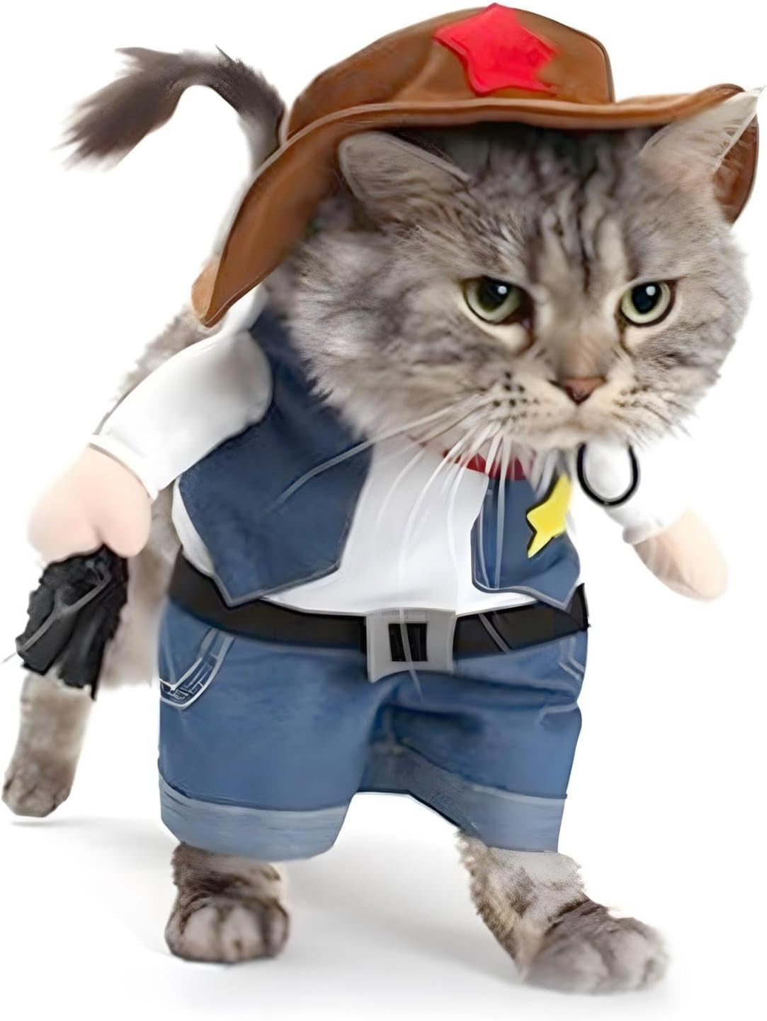 Cowboy Dog Costume with Hat - Cat & Small Dog Clothes - Blue (X-Small)