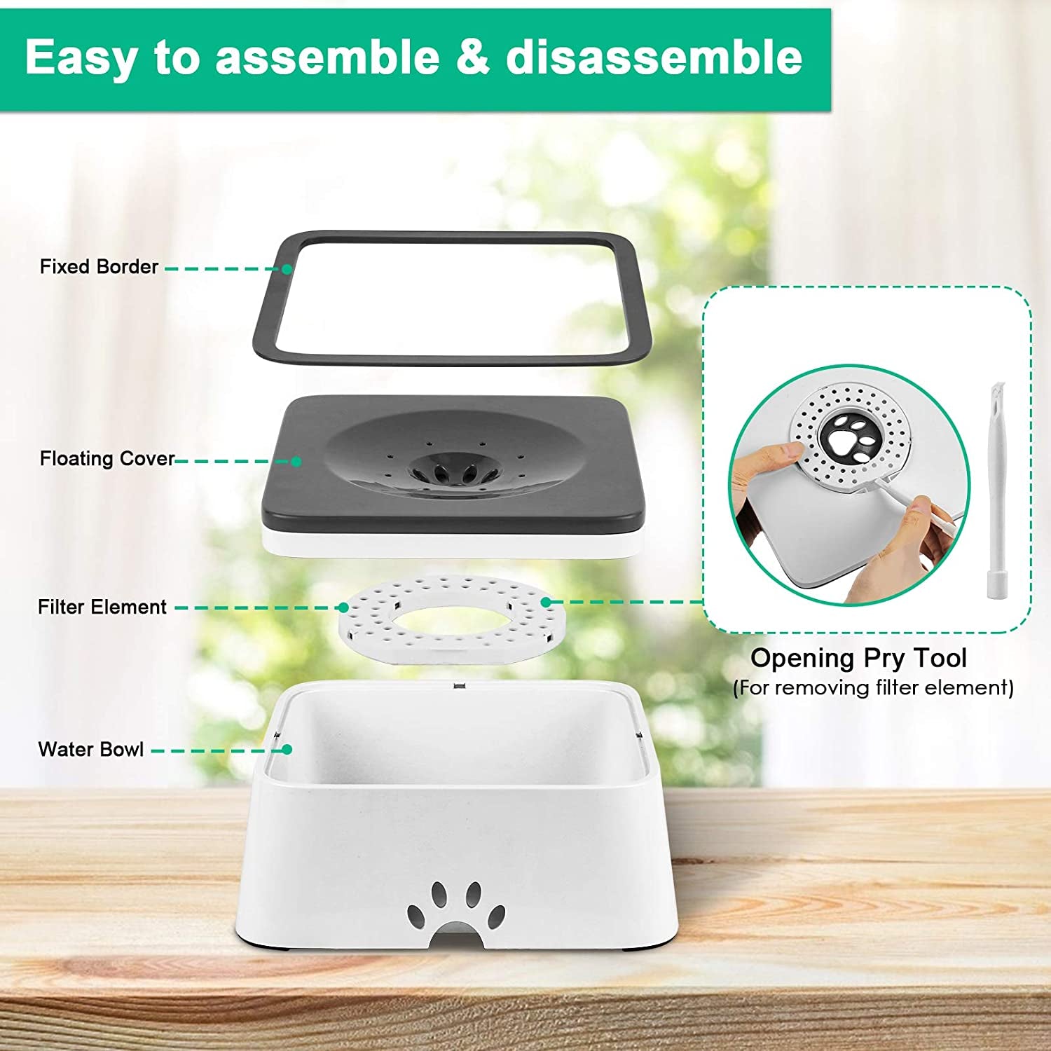 2.5L Dog Water Bowl 85Oz Large Capacity Dog Bowls No Spill Pet Water Dispenser for Messy Drinkers Splash Proof Slow Feeder Vehicle Carried Travel Bowl for Dogs, Cats &Pets