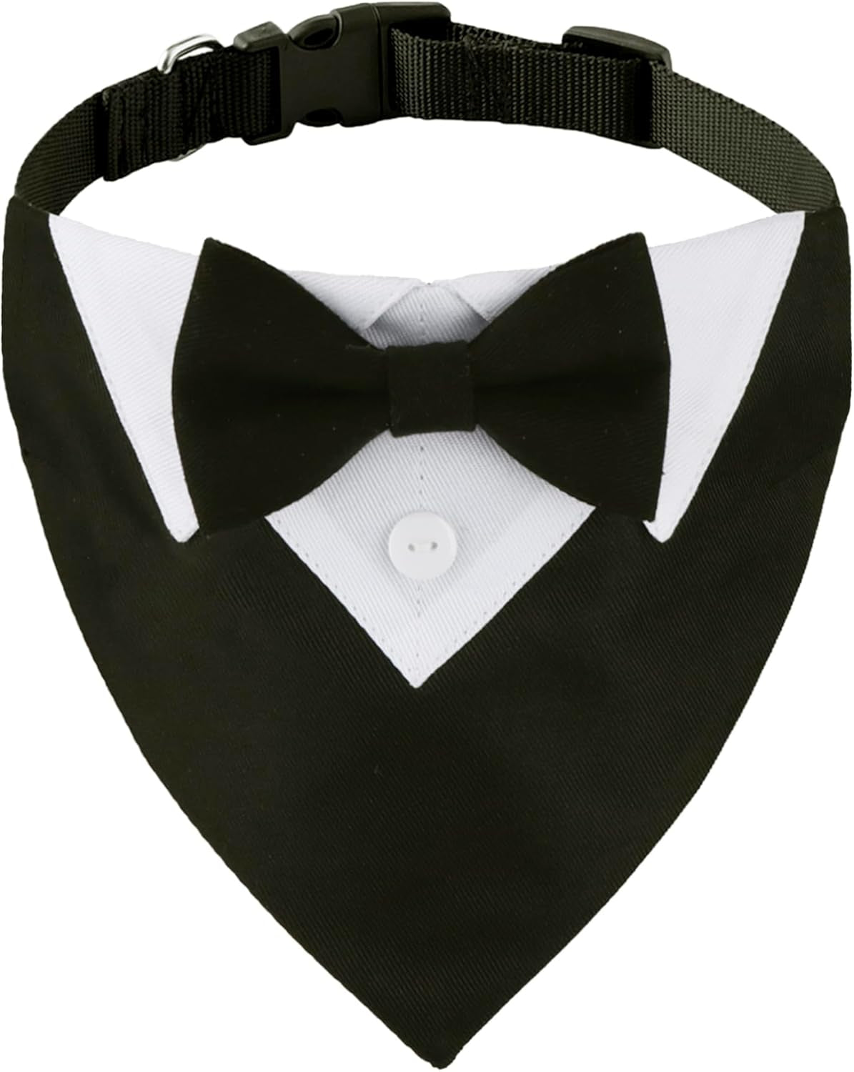 Formal Dog Tuxedo, Wedding Dog Collar with Bow Tie, Adjustable Pet Wedding Collar Bandana for Dogs