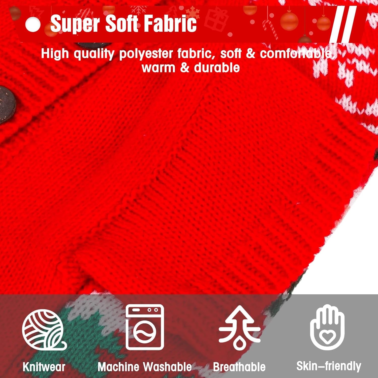 Christmas Sweater - Stylish Knitted Outfit for Cats, Soft Clothes, Knitwear Xmas Sweater with Sleeve, Warm Apparel for Kittens and All Cats, Medium