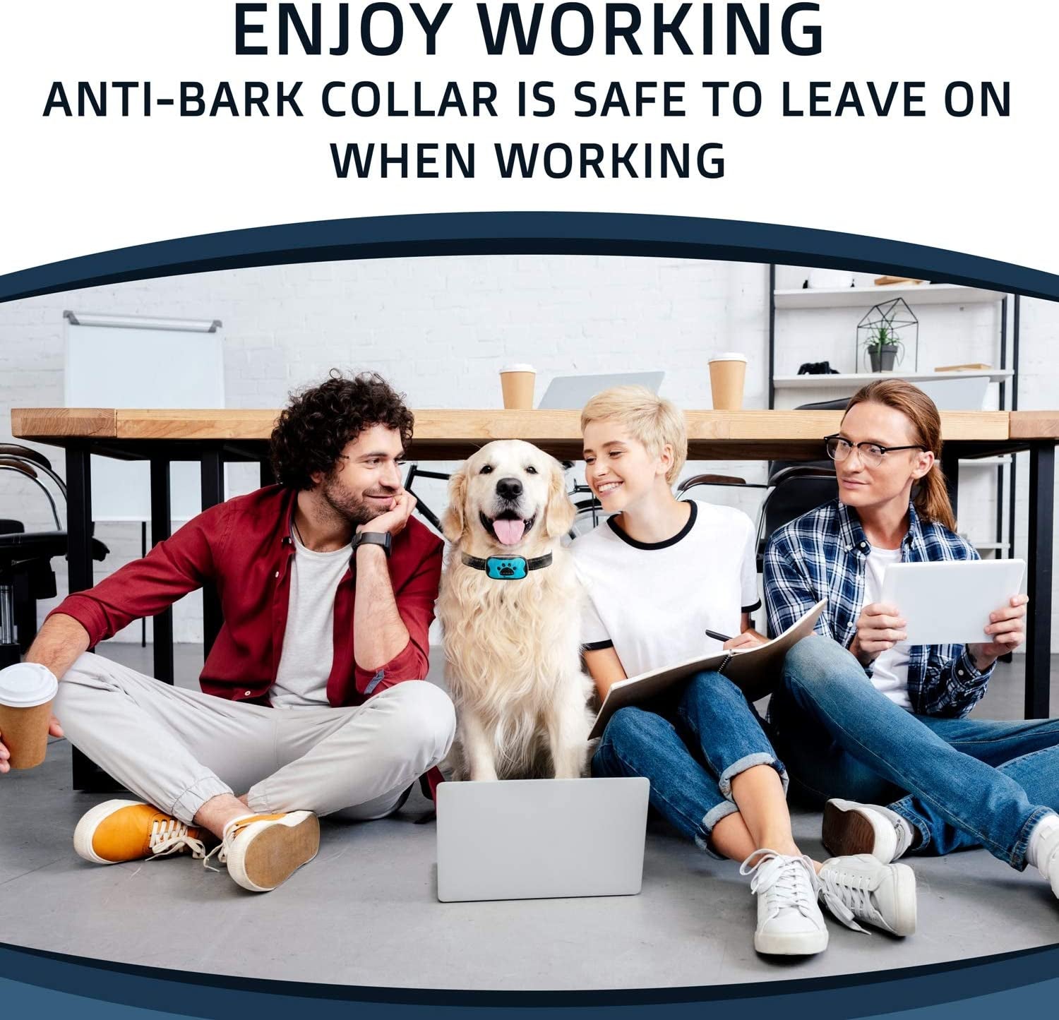 Anti Bark Collar - No Shock Training Dog Collar - Humane with Vibration and Sound Barking Collar for Small Medium Large Dogs 5-100Lbs - 2 Pack Blue Orange (Battery)