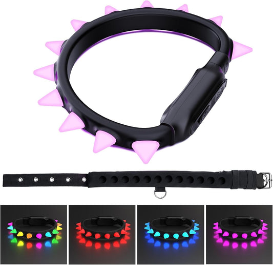 Light up Dog Collar Rechargeable LED Pet Collar with Wireless Remote Control Waterproof Dog Collar for Night Walking Adjustable Pet Safety Necklace for Small Medium Large Dogs(Black)