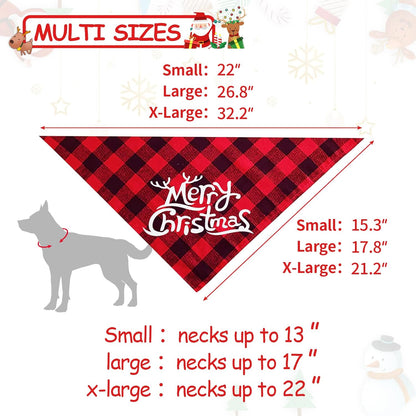Merry & Bright Bandana Duo - 2 Pack Dog Bandanas Christmas Classic Buffalo Plaid Dog Bandana 