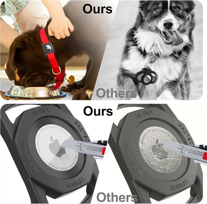 Airtag Holder for Dog Collar, [1 Pack] Waterproof Dog Collar Airtag Holder, Soft Silicone Full-Body Protective Anti-Lost Air Tag Case, Ultra-Durable, Easy Installation, Lightweight, Black