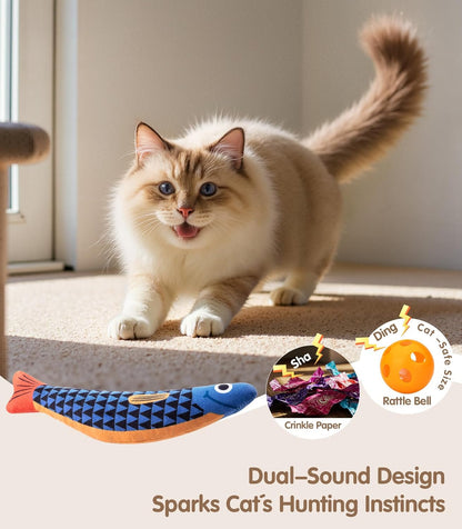 The CrinkleFin Kick Toy - Cat Toys With [5000Mg A+Natural Catnip &Silvervine] [Baby Grade] Soft Chew Kicker Cat Toys for Indoor Cats & Kittens