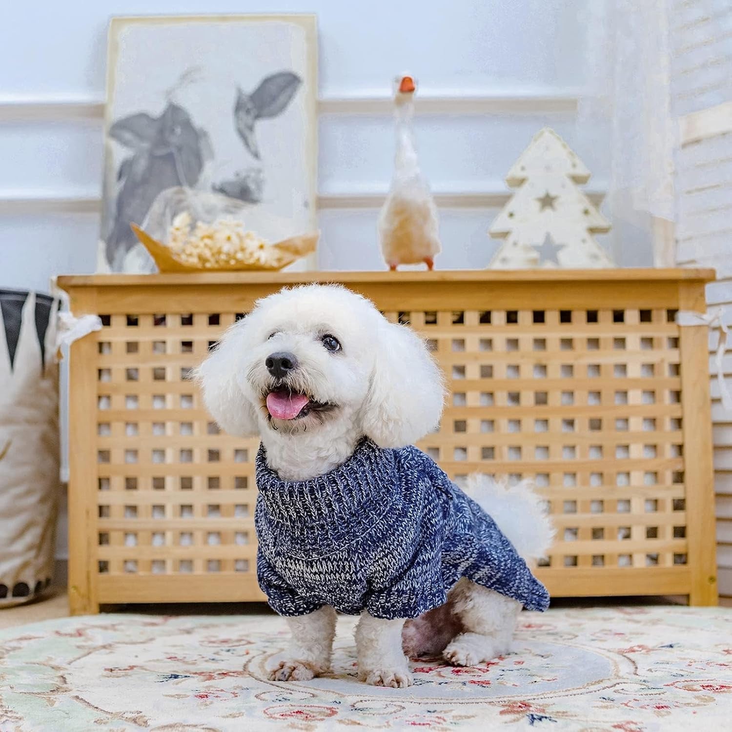 Knit Turtleneck Dog Sweater for Small Medium Large Dogs, Warm Puppy Clothes for Fall Winter, Cozy Sweatshirts Dog Coats for Cold Weather, Pullover Pet Jumper for Puppy Cats SM