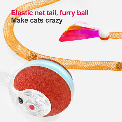 The MeowZoom Chase Orb - Interactive Cat Toys for Indoor Cats, Agile Moving Cat Ball with Elastic Mesh Tail