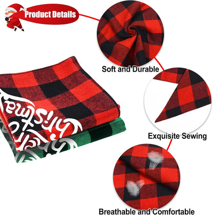 Merry & Bright Bandana Duo - 2 Pack Dog Bandanas Christmas Classic Buffalo Plaid Dog Bandana 