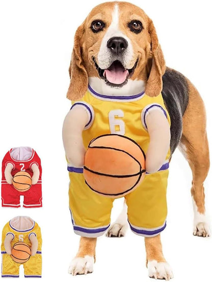 Captain Bouncy Paws Basketball Star Halloween Costume for Dogs with Ball 