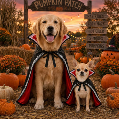 Count Barkula Halloween Vampire Cape Costume for Dogs with Stand-Up Collar, Lace Trim and Adjustable Tie