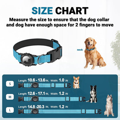 The WagGuard Collar - IP68 Waterproof Heavy Duty Reflective Padded Design with Integrated Airtag Holder for Dogs