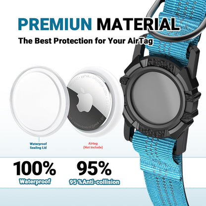 The WagGuard Collar - IP68 Waterproof Heavy Duty Reflective Padded Design with Integrated Airtag Holder for Dogs