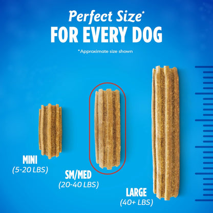 Daily Oral Care Dog Treats for Small and Medium Dogs, Chewy Dental Treat to Freshen Breath and Fight Tartar, Chicken Flavor - 40 Ct. Pouch