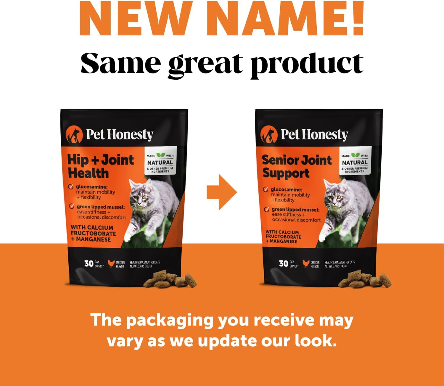 Cat Hip + Joint Health Chews – Crunchy & Creamy Cat Joint Support Supplement - Glucosamine, Chondroitin & Omega-3S – Supports Mobility, Flexibility & Comfort for Indoor & Outdoor Cats (Chicken 30-Day)