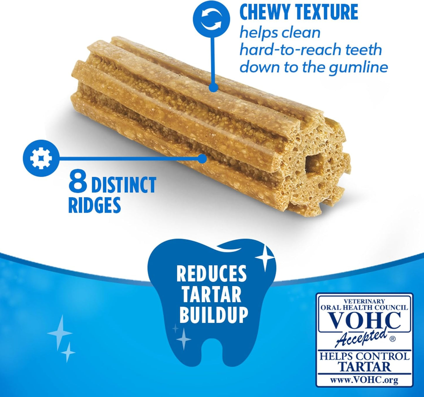 Daily Oral Care Dog Treats for Small and Medium Dogs, Chewy Dental Treat to Freshen Breath and Fight Tartar, Chicken Flavor - 40 Ct. Pouch