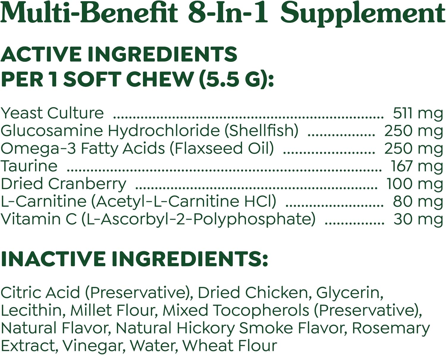 Dog Supplements 8-In-1 Multi-Benefit Dog Vitamins and Supplements Chicken Flavor, 15.5 Oz. Container, 80 Count