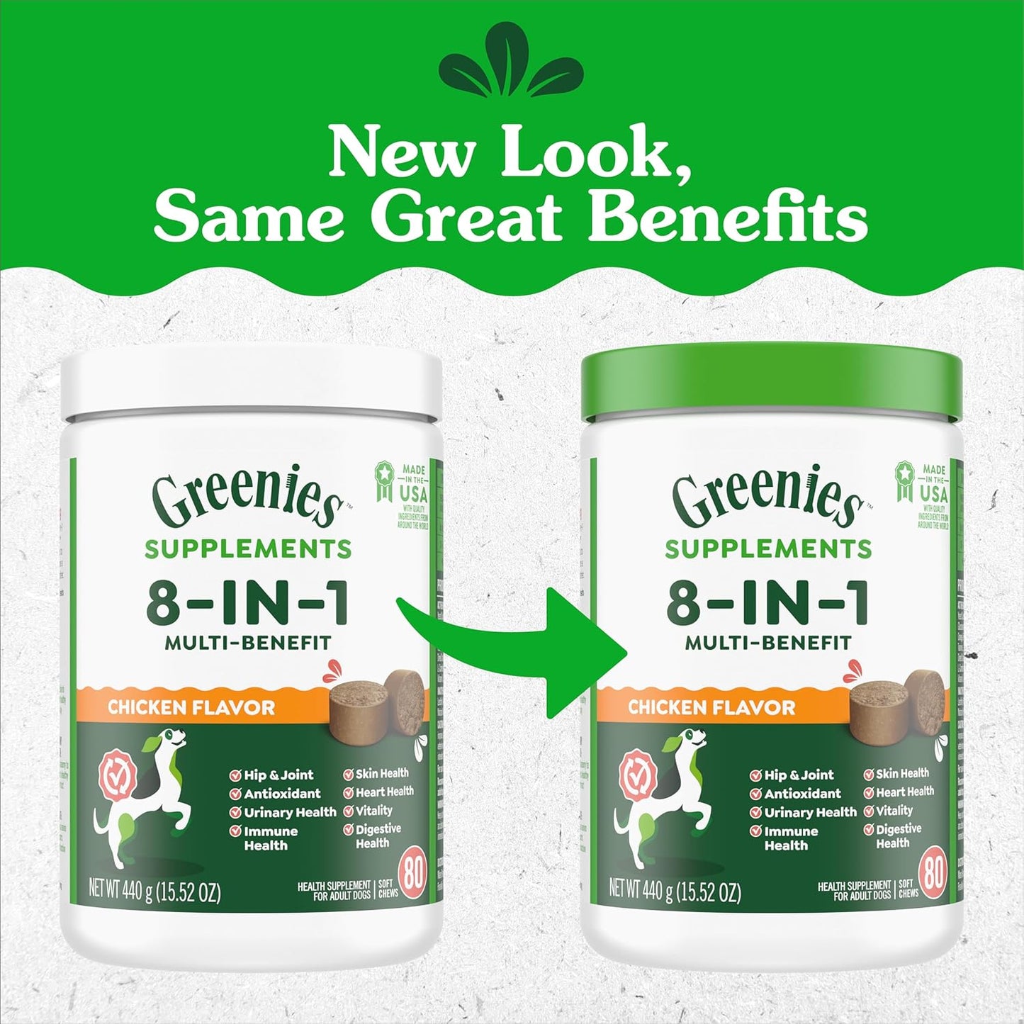 Dog Supplements 8-In-1 Multi-Benefit Dog Vitamins and Supplements Chicken Flavor, 15.5 Oz. Container, 80 Count