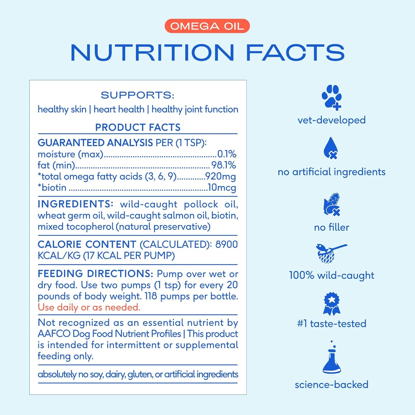 Omega 3 Fish Oil for Dogs & Cats - Promotes Healthy Skin, Shiny Coat, & Strong Joints - Made with Wild Alaskan Salmon Oil for Dogs – Tasty, Fast-Absorbing Omega 3 6 9 Liquid Supplement- 8Oz