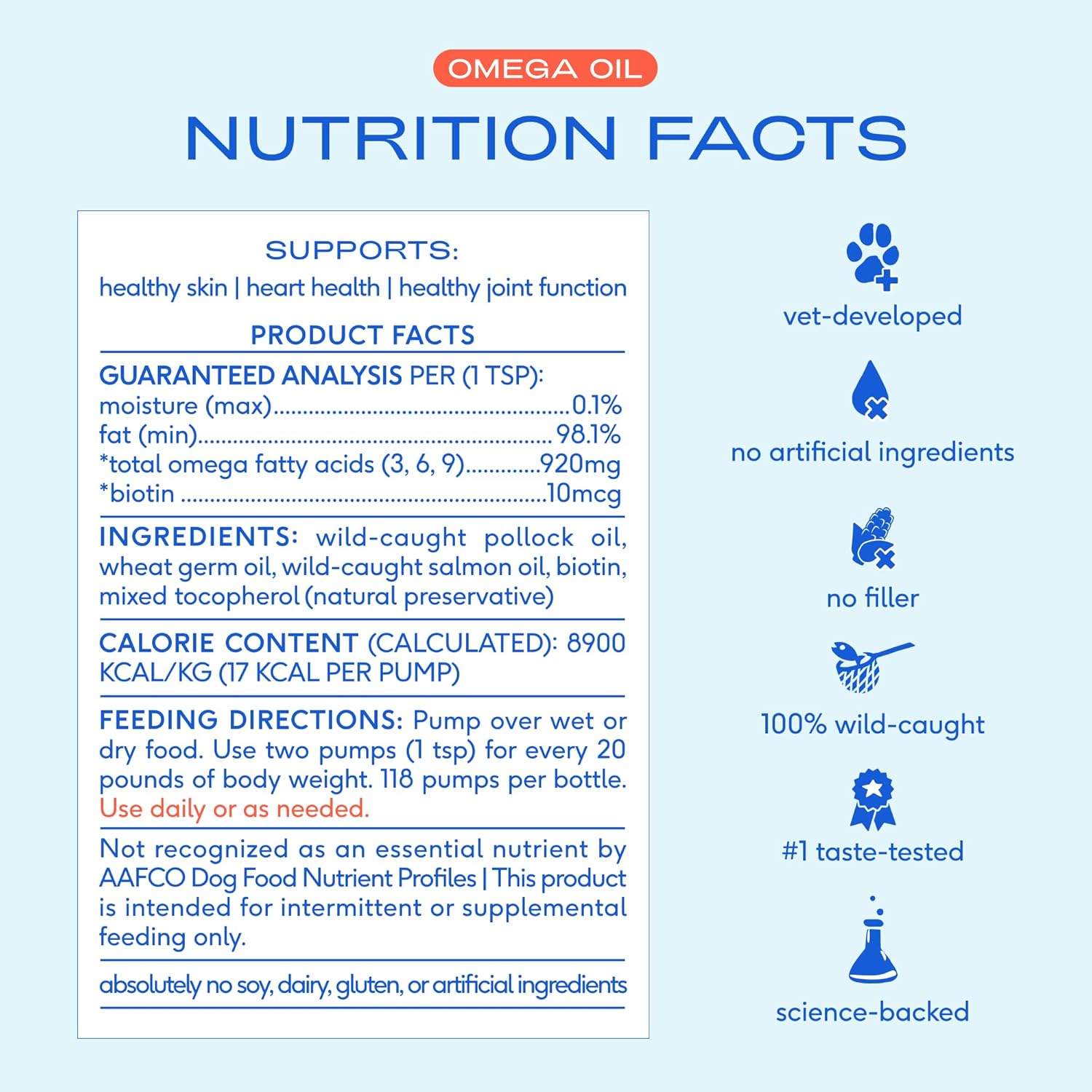 Omega 3 Fish Oil for Dogs & Cats - Promotes Healthy Skin, Shiny Coat, & Strong Joints - Made with Wild Alaskan Salmon Oil for Dogs – Tasty, Fast-Absorbing Omega 3 6 9 Liquid Supplement- 8Oz