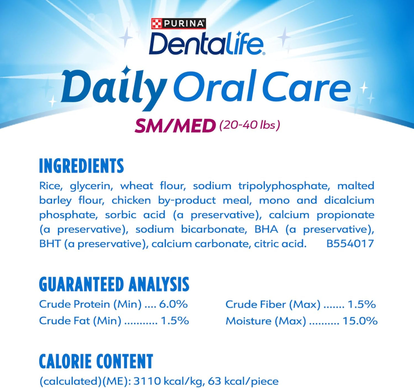 Daily Oral Care Dog Treats for Small and Medium Dogs, Chewy Dental Treat to Freshen Breath and Fight Tartar, Chicken Flavor - 40 Ct. Pouch