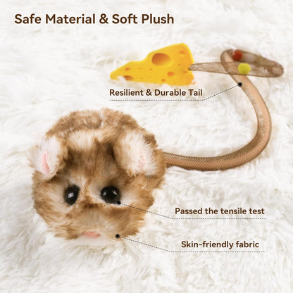 IWhiskerWhirl Smart Mouse Interactive Cat Toy  - (Rechargeable, Motion Sensor, 360° Rolling & Squeak)