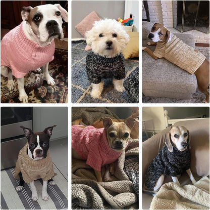 Knit Turtleneck Dog Sweater for Small Medium Large Dogs, Warm Puppy Clothes for Fall Winter, Cozy Sweatshirts Dog Coats for Cold Weather, Pullover Pet Jumper for Puppy Cats SM