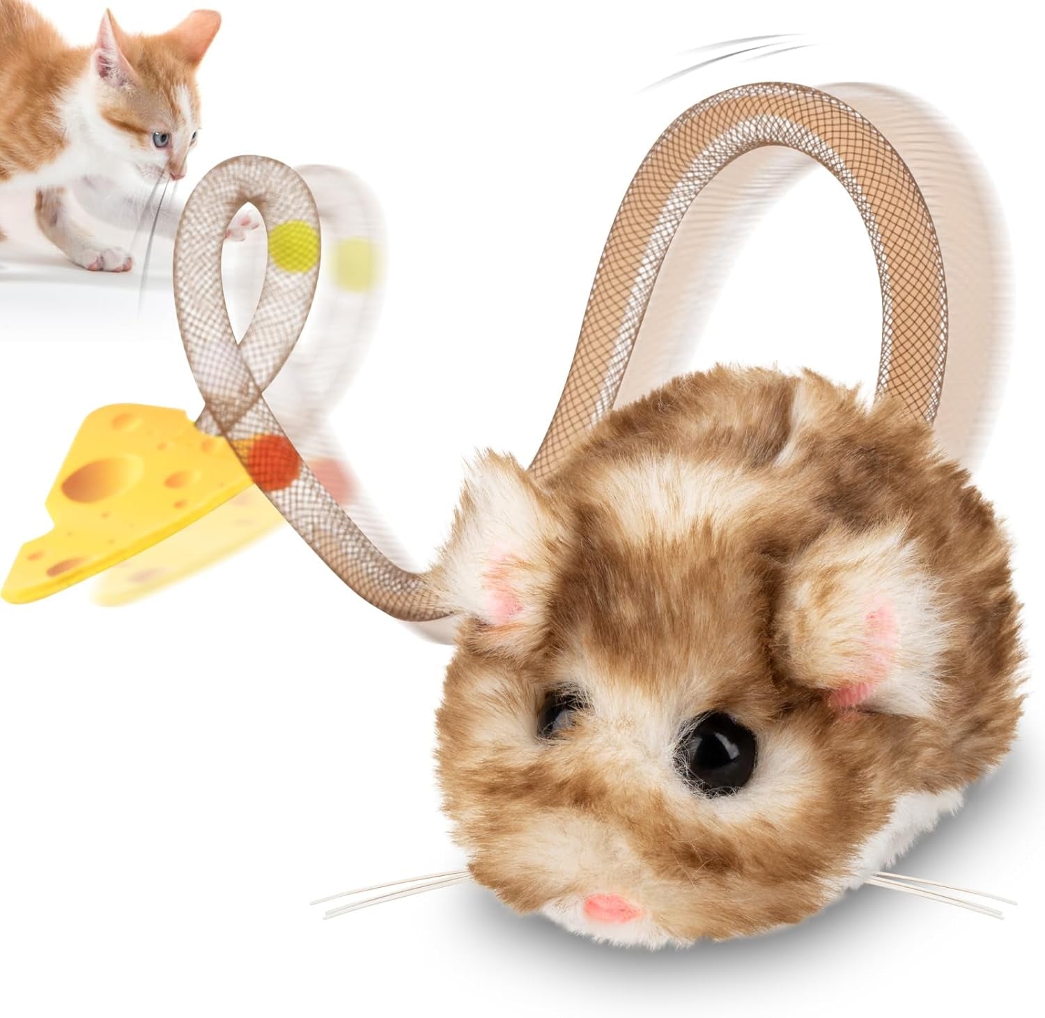 IWhiskerWhirl Smart Mouse Interactive Cat Toy  - (Rechargeable, Motion Sensor, 360° Rolling & Squeak)