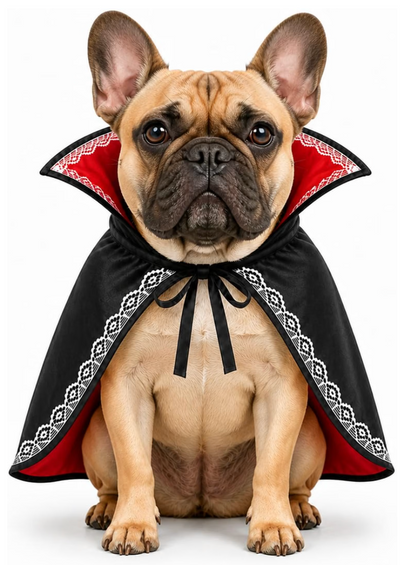 Count Barkula Halloween Vampire Cape Costume for Dogs with Stand-Up Collar, Lace Trim and Adjustable Tie