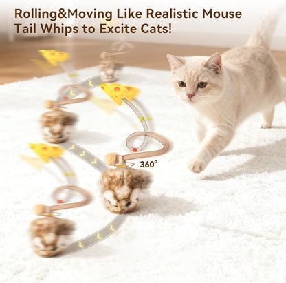 IWhiskerWhirl Smart Mouse Interactive Cat Toy  - (Rechargeable, Motion Sensor, 360° Rolling & Squeak)