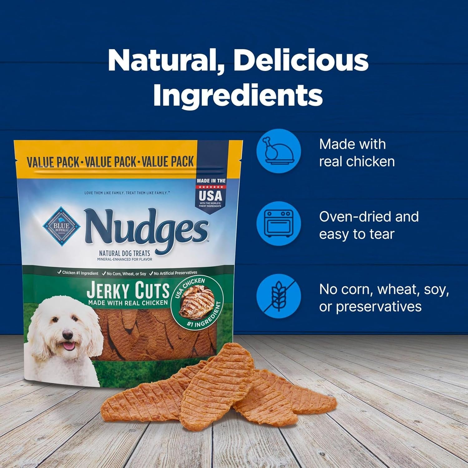 Nudges Jerky Cuts Natural Dog Treats Chicken